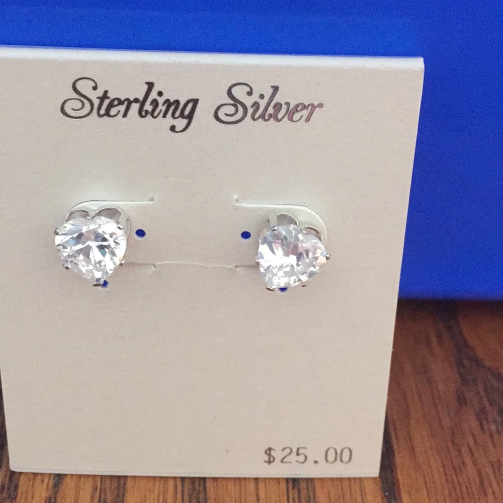 Sterling silver cubic zirconia heart earrings